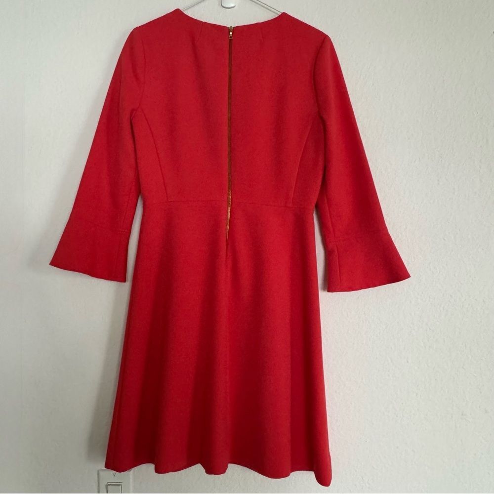 J. Crew Coral Red Dress With 3/4 Sleeves Size 2